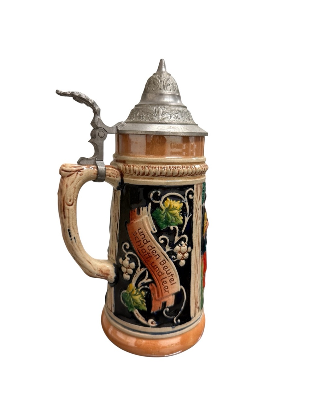 German Beer Stein With Pewter Lid
